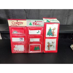 Vintage Christmas gift tags trims and Cards pack LOT of 80 Tags Cleo 80's Cute